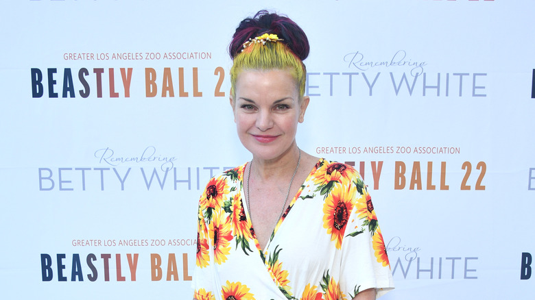 Pauley Perrette smiling at Betty White memorial event