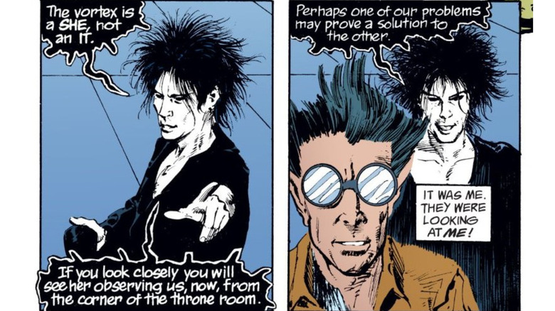 Lucien the Librarian and Rose Walker meet for the first time in The Sandman #10