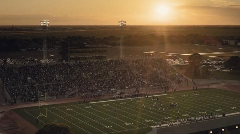 An aerial view of Odessa Permian Ratliff football stadium