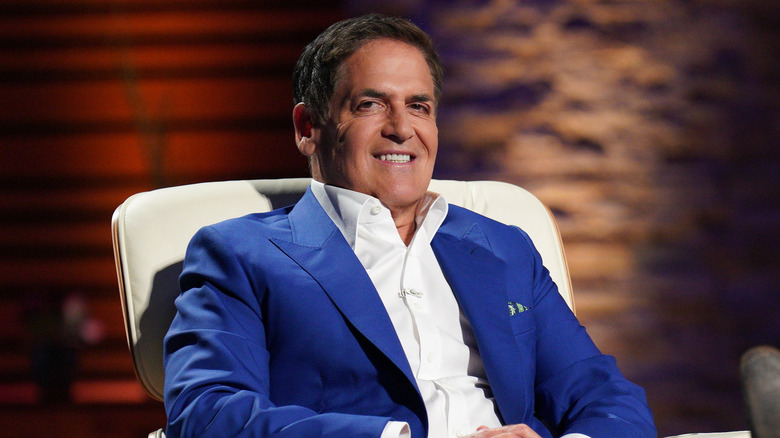 Mark Cuban in blue suit smiling