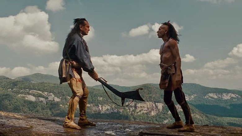 Chingachgook and Magua facing off