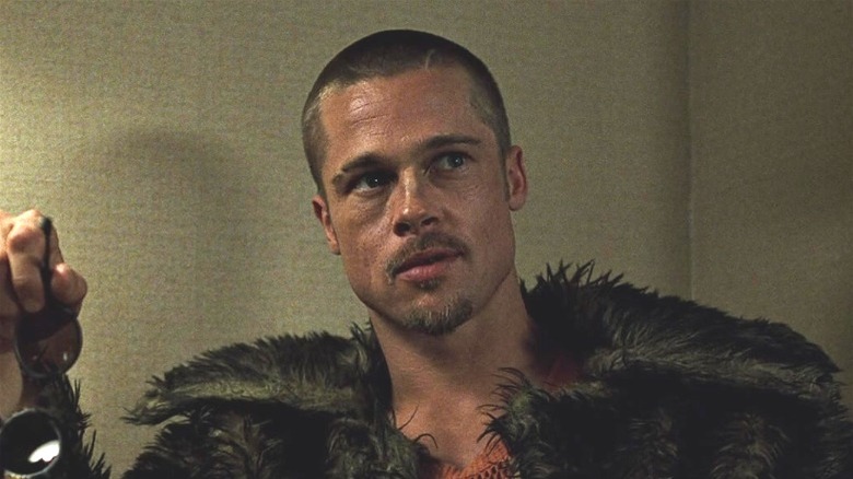 Tyler Durden wearing a fur coat