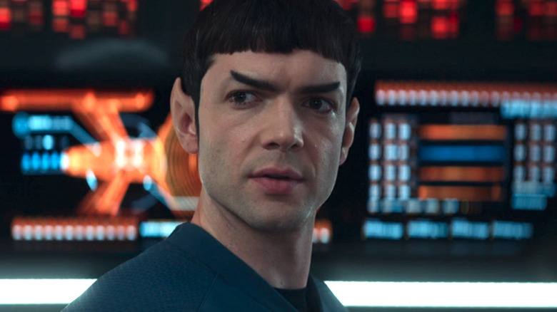 Spock looks over his shoulder