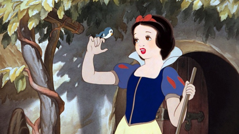 Snow White holding bird