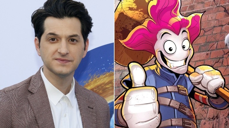 Split image of Ben Schwartz and Slapstick