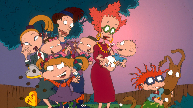 Rugrats posed on the lawn in the summer