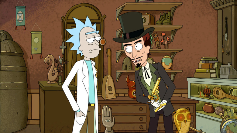 Justin Roiland is Rick Sanchez and Alfred Molina is The Devil on Rick and Morty