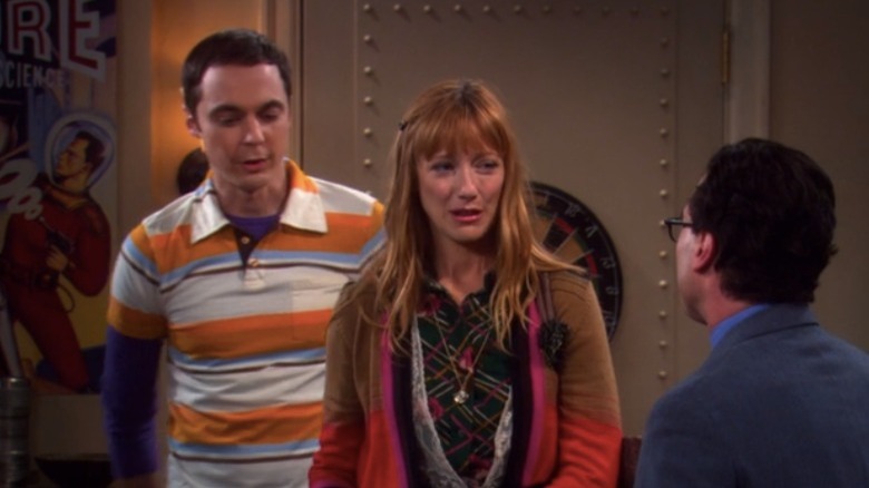 Sheldon, Dr. Elizabeth Plimpton, and Leonard on The Big Bang Theory