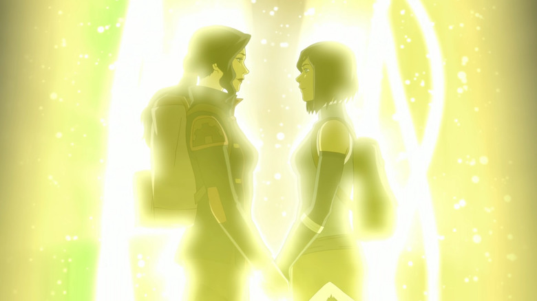 Korra and Asami in the Spirit Portal