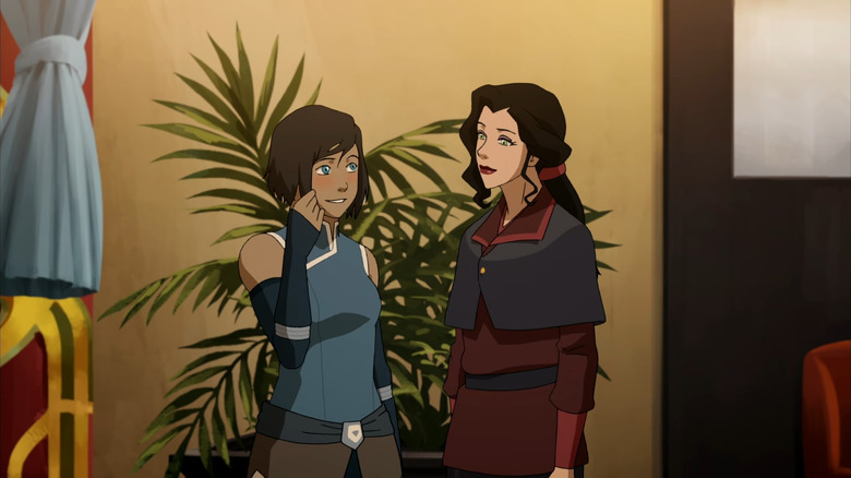 Korra blushing at Asami