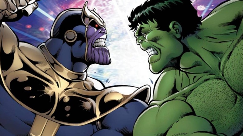 Thanos fighting Hulk