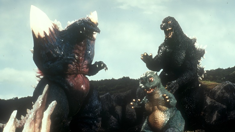 Godzilla defending Little Godzilla 