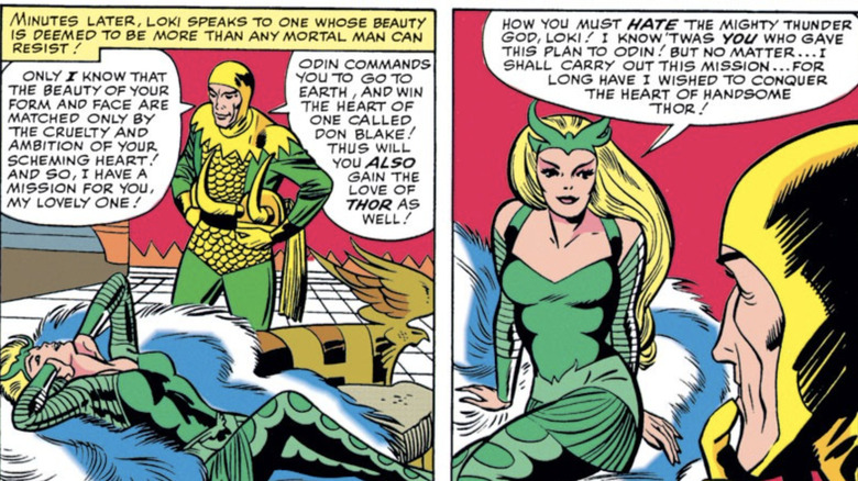 Loki speaks to the Enchantress in the pages of Journey into Mystery