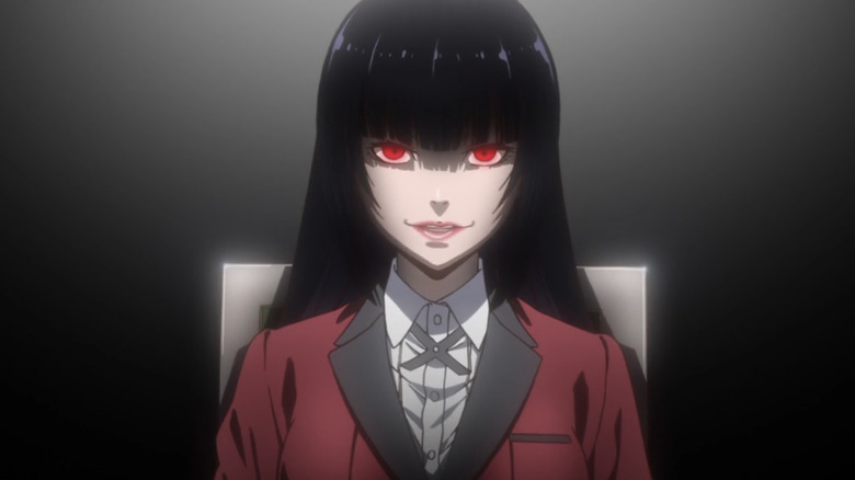 Yumeko Jabami with red eyes in Kakegurui