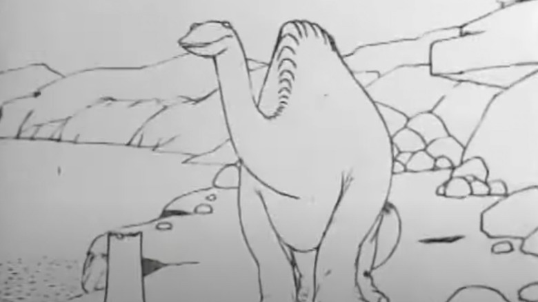 Gertie the Dinosaur standing calmly