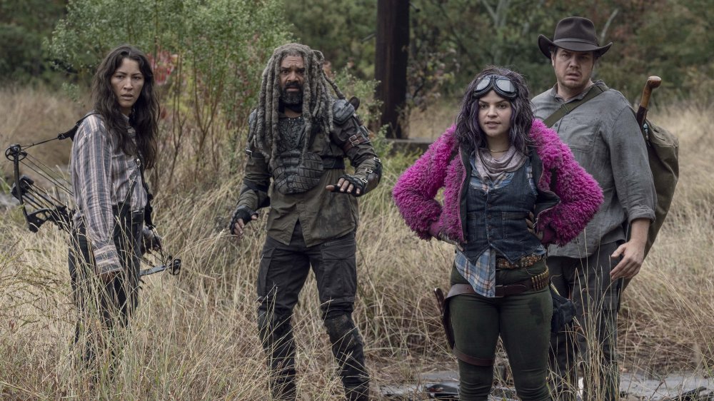 Eleanor Matsuura, Khary Payton, Josh McDermitt, and Paola Lázaro in The Walking Dead "The Tower"