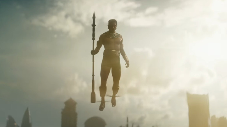 Namor flying above Wakanda