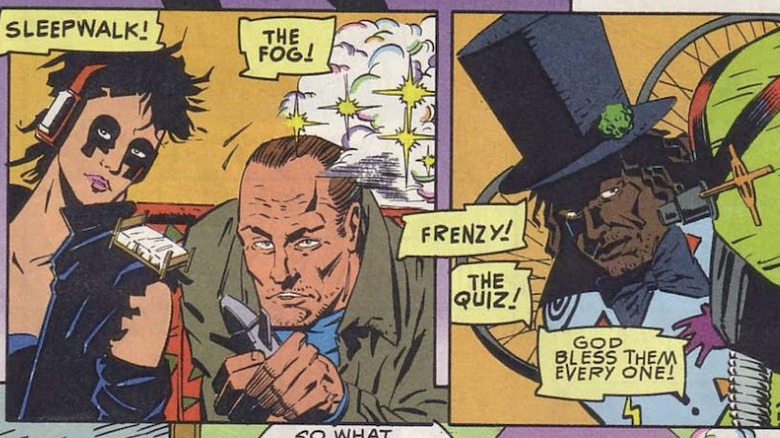 Sleepwalk, The Fog, Frenzy and The Quiz appearing in Doom Patrol #26