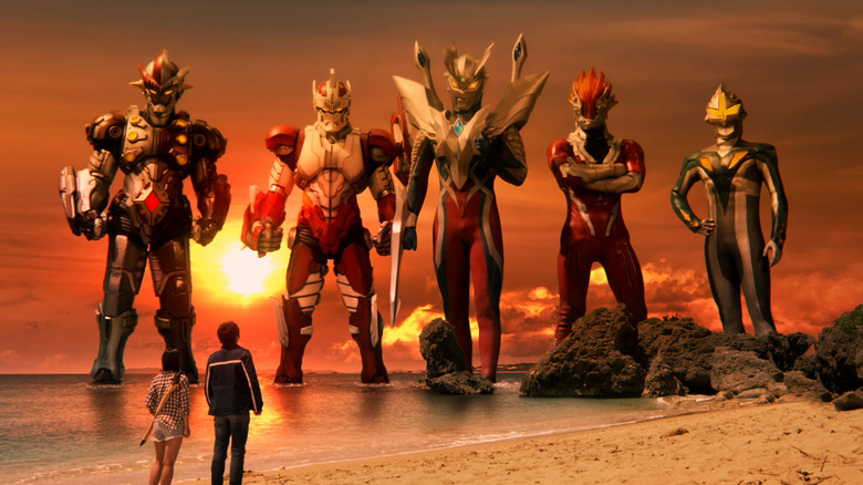 Ultraman team assembled on beach