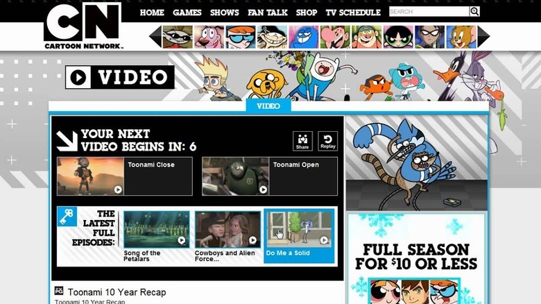 A screengrab of CartoonNetwork.com taken in December 2011