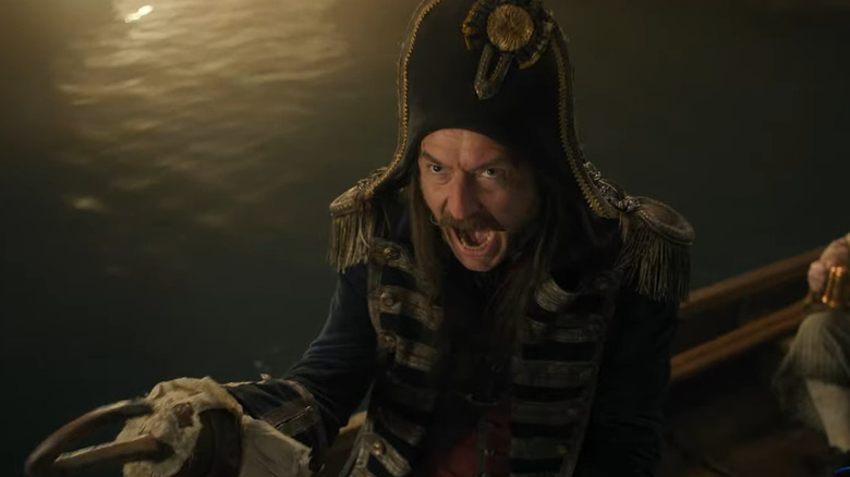 Captain Hook screaming at Peter Pan