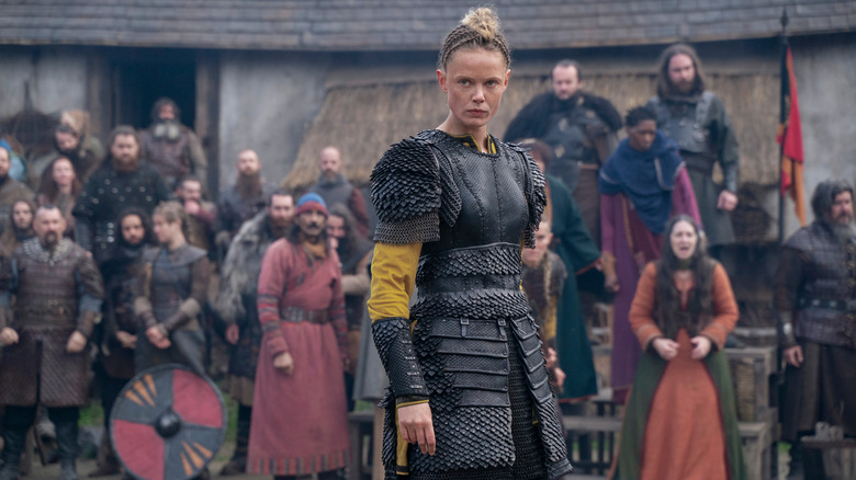 Freydis Eriksdotter Frida Gustavsson stares armor Vikings Netflix