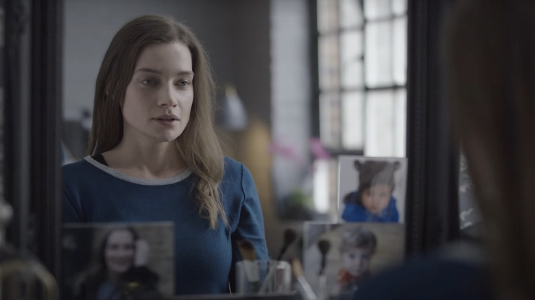 Stella Stocker looks in mirror HP commercial