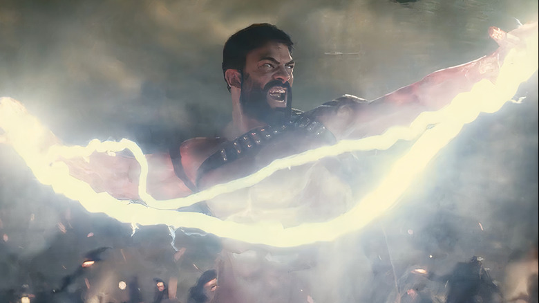 Zeus wielding lightning