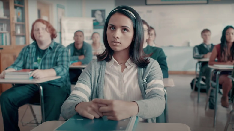 Sarika sitting at classroom desk