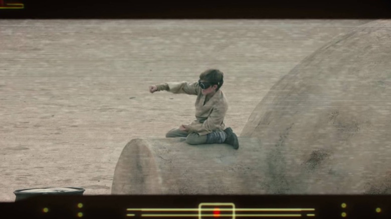 Luke Skywalker pretending to be a podracer