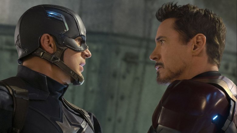 Chris Evans and Robert Downey Jr. in Captain America: Civil War