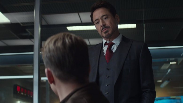 Chris Evans and Robert Downey Jr. in Captain America: Civil War