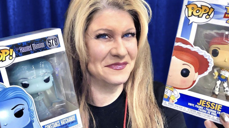 Kat Cressida holding Jessie and Constance Hatchaway Funko Pop