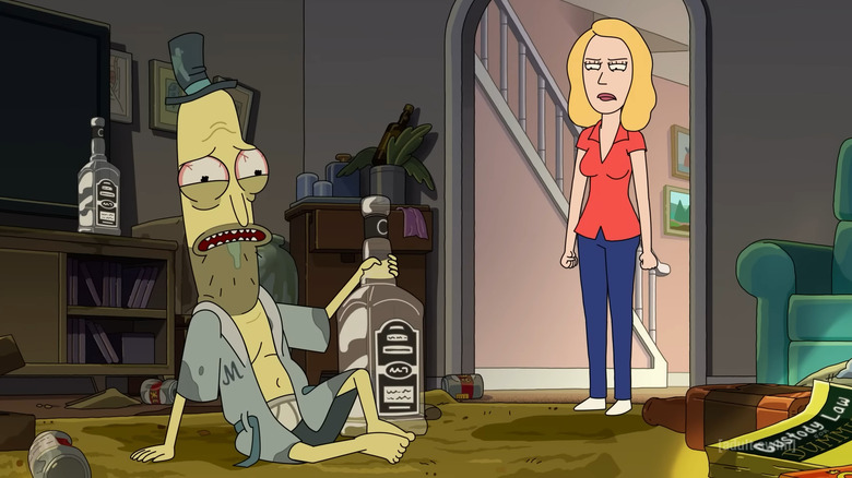 Mr. Poopybutthole drinking Beth Smith glaring