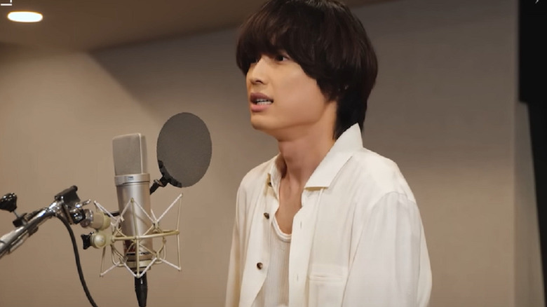 Hokuto Matsumura in the recording booth