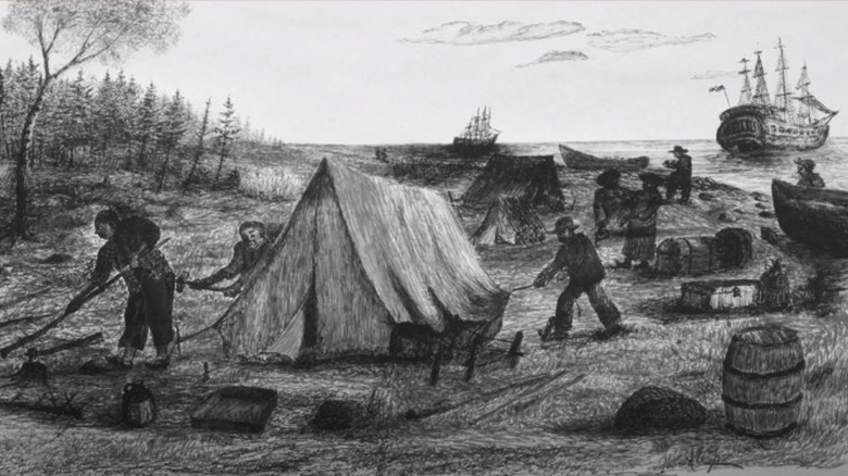 Artist's rendering of Black Loyalists in Nova Scotia