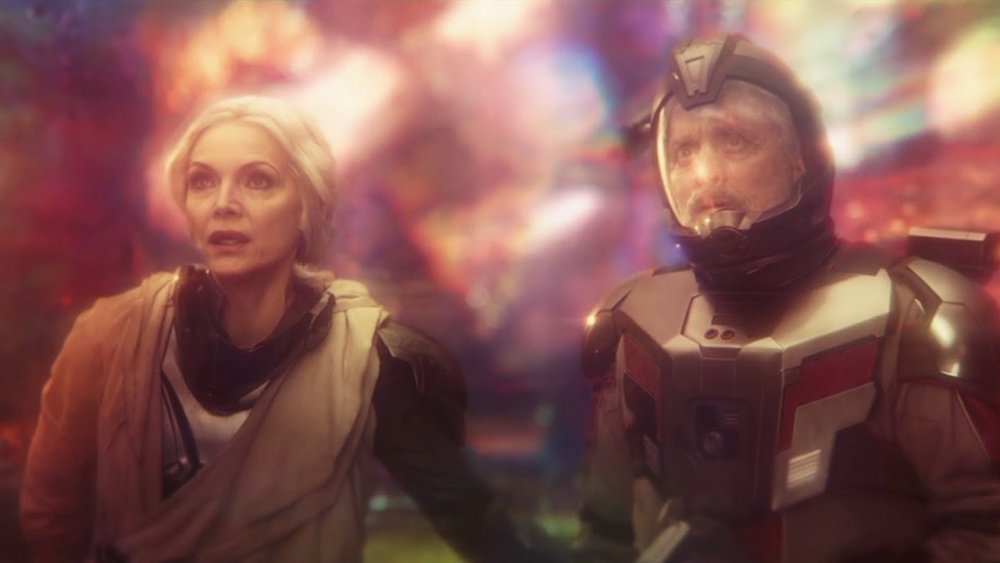 Michelle Pfeiffer and Michael Douglas as Janet van Dyne and Hank Pym in Ant-Man and The Wasp