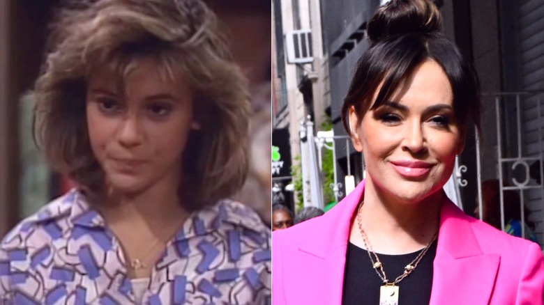 Samantha from Who's the Boss? and Alyssa Milano posing in pink in 2024