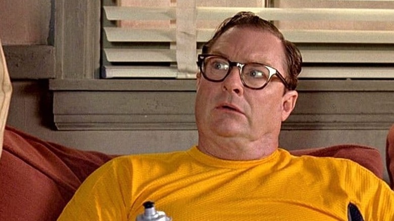 Stephen Root wearing yellow shirt in Dodgeball