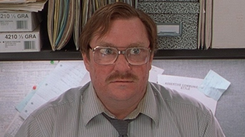 Stephen Root as Milton wearing large glasses in Office Space