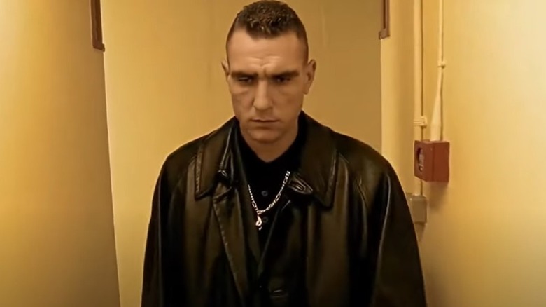 Vinnie Jones wearing leather jacket