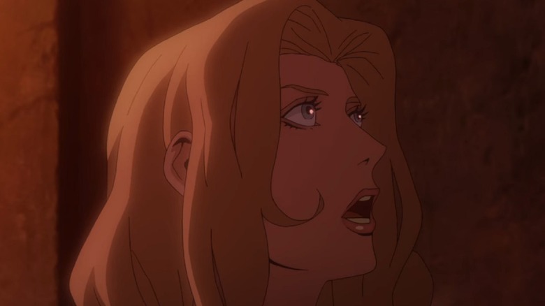 Frightened woman on Castlevania