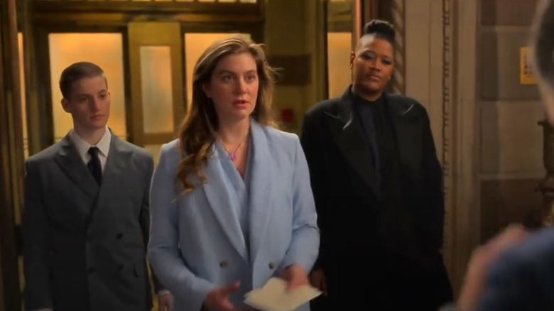 Laura Dreyfuss as McAfee helps with a speech in The Politician