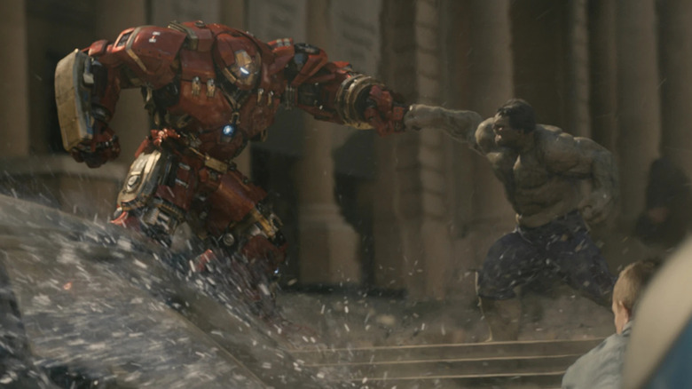 Hulk and Hulkbuster Ironman punch eachother