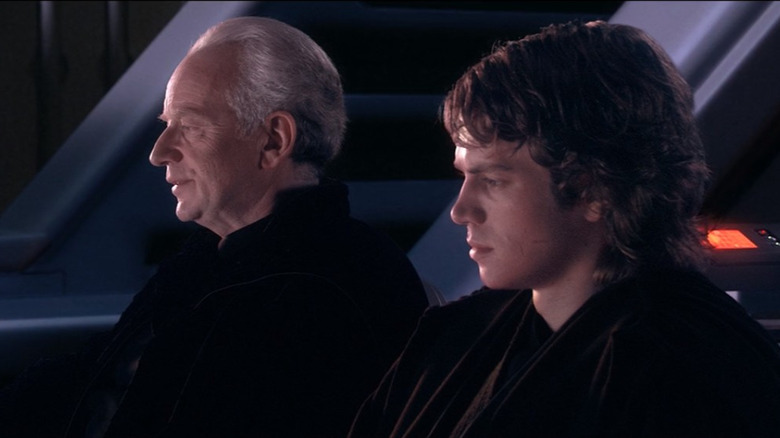Anakin and Palpatine sitting together talking