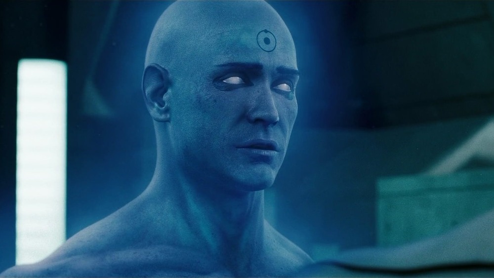 Billy Crudup Doctor Manhattan staring 