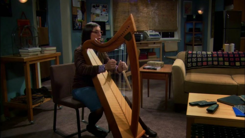 Amy Fowler (Mayim Bialik) plays the harp on The Big Bang Theory