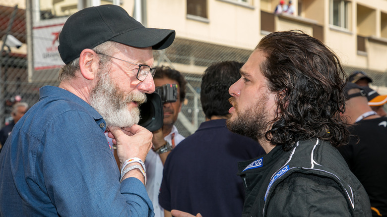 Liam Cunningham and Kit Harington talking