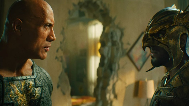 Black Adam glaring at Hawkman