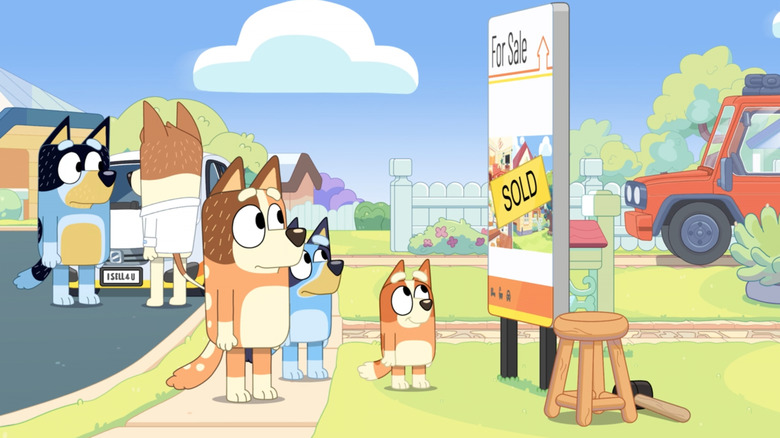 Bluey's family looking at Sold sign